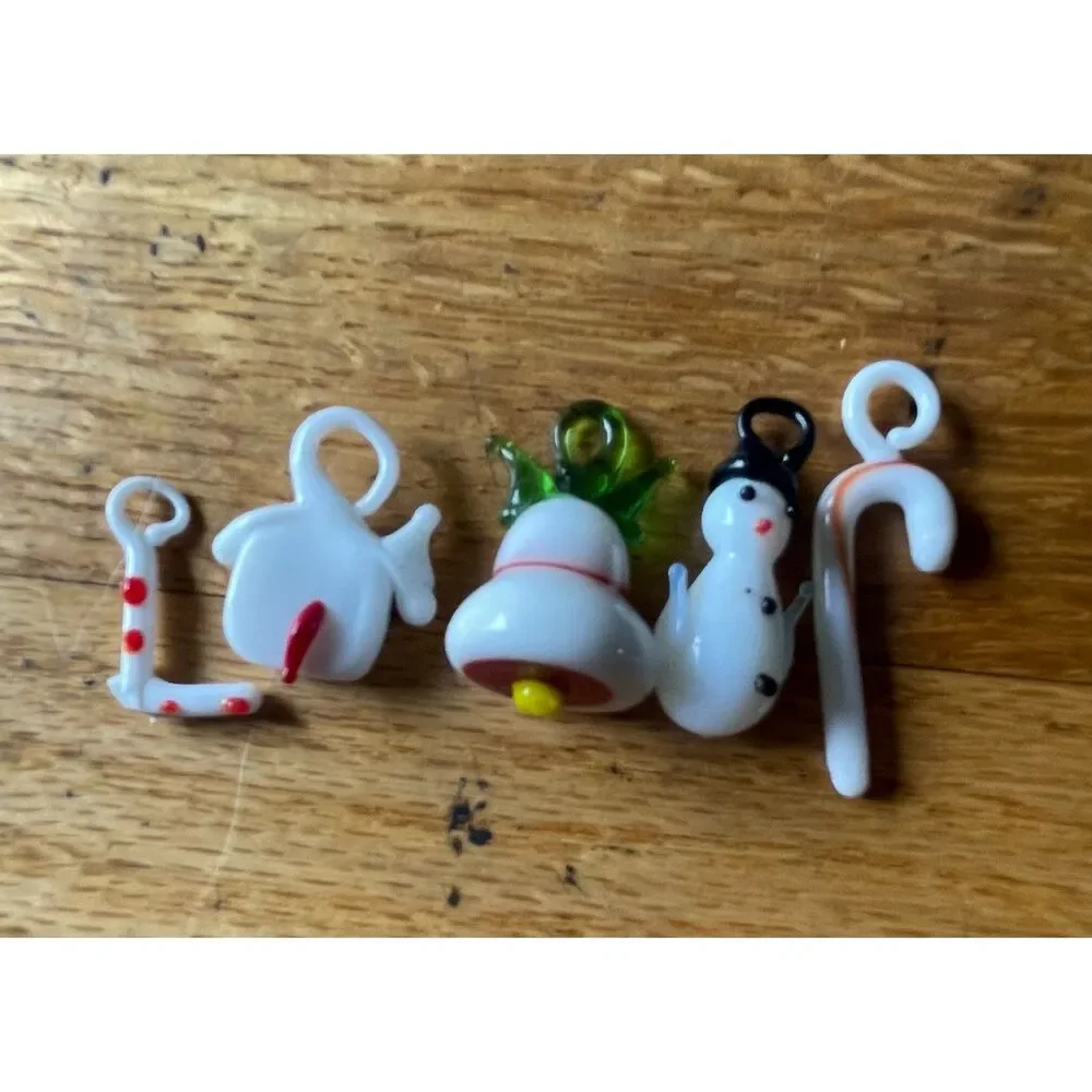Hand Blown Art Glass Christmas Tree 12 Mini Glass Ornaments 6